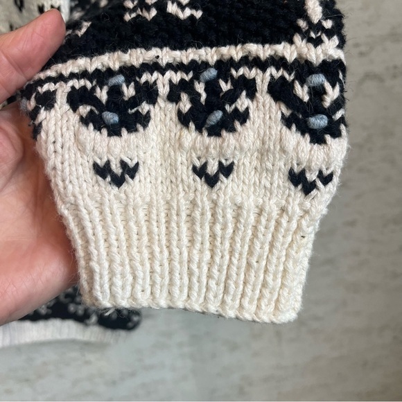 Vintage Jennifer Reed Hand Knit Chunky Sweater Cardigan Zip Patch Pockets Nordic - Picture 4 of 16